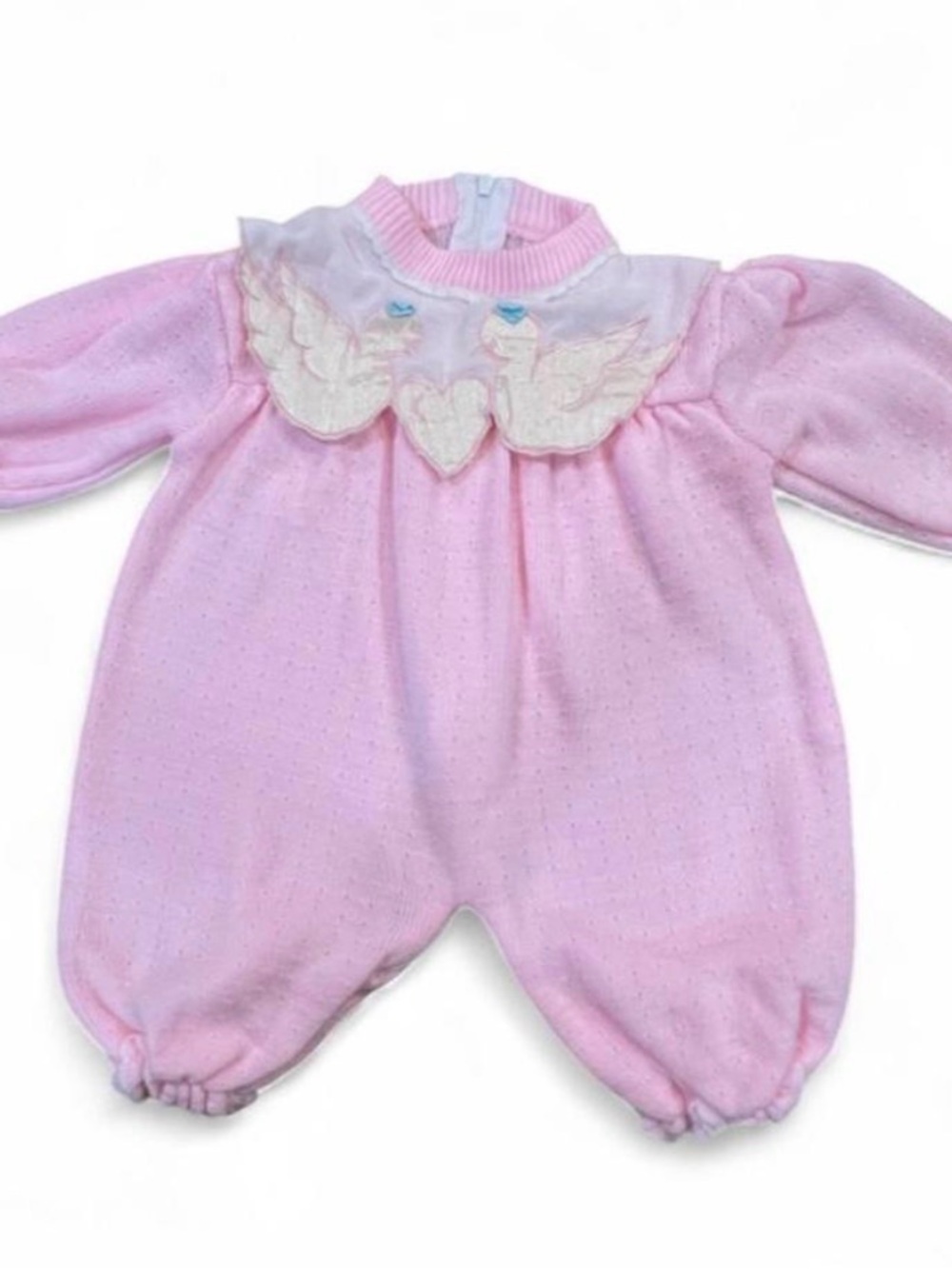 Vintage Pink Baby One-Piece Romper with Lace Collar